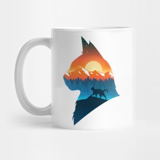 Cat with orange sun at dusk Mug